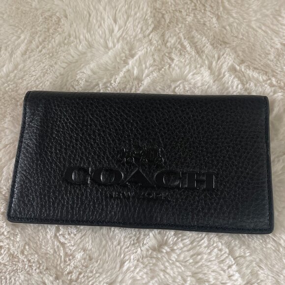 Coach Black Leather Checkbook Cover - Picture 1 of 10